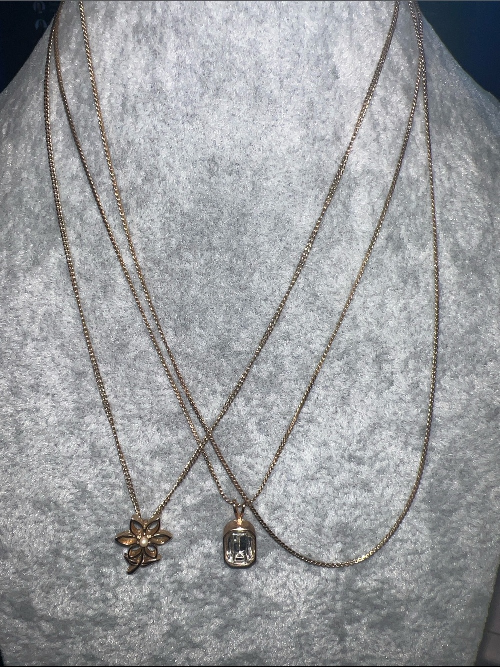 Delicate Gold 3 piece necklace set  Flower, Crystal and plain chain